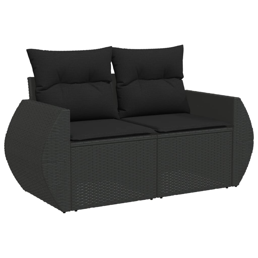 8-dijelni set vrtnih sofa od poliratana s jastucima crni
