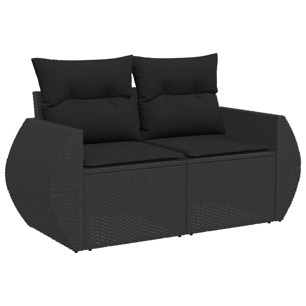 9-dijelni set vrtnih sofa s jastucima crni od poliratana