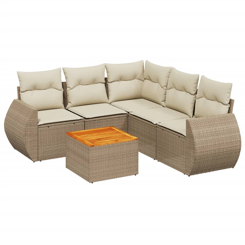 6-dijelni set vrtnih sofa s jastucima bež od poliratana
