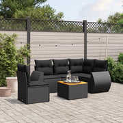 6-dijelni set vrtnih sofa s jastucima crni od poliratana