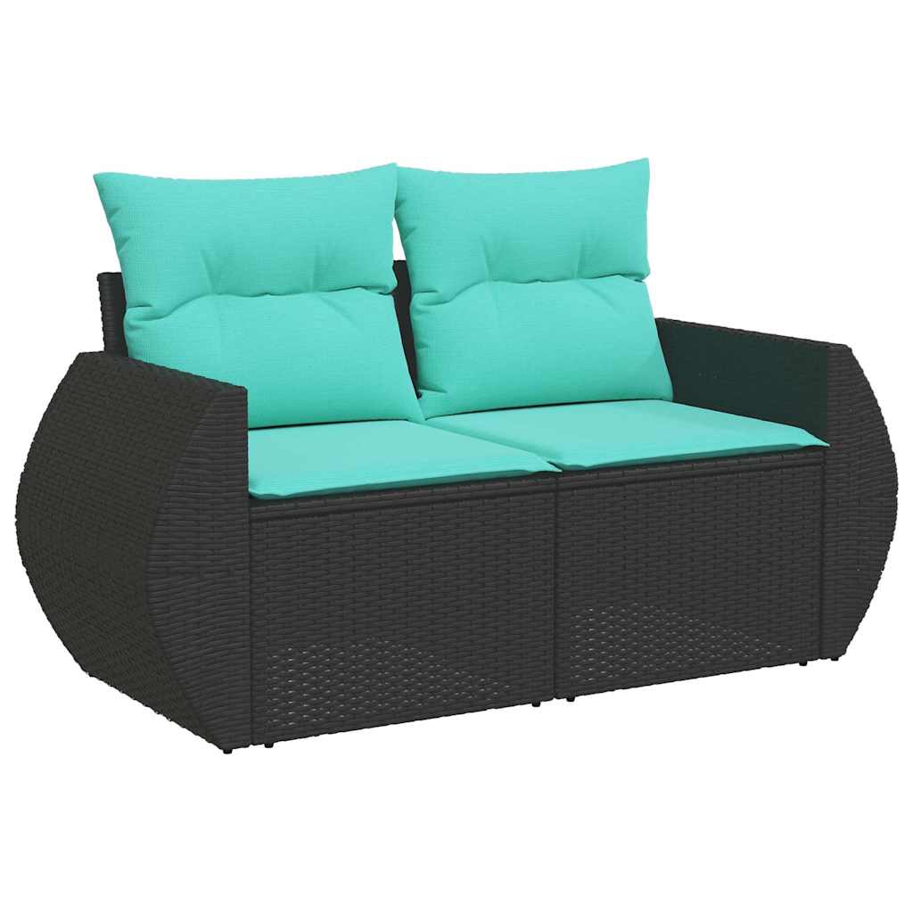 Vrtni set od 6 dijelova s jastucima, crni poliratan
