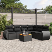 7-dijelni set vrtnih sofa od poliratana s jastucima crni