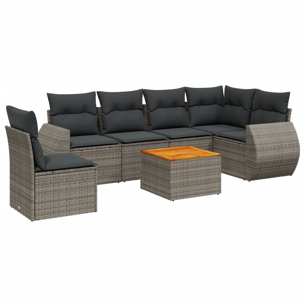 7-dijelni set vrtnih sofa sivi od poliratana