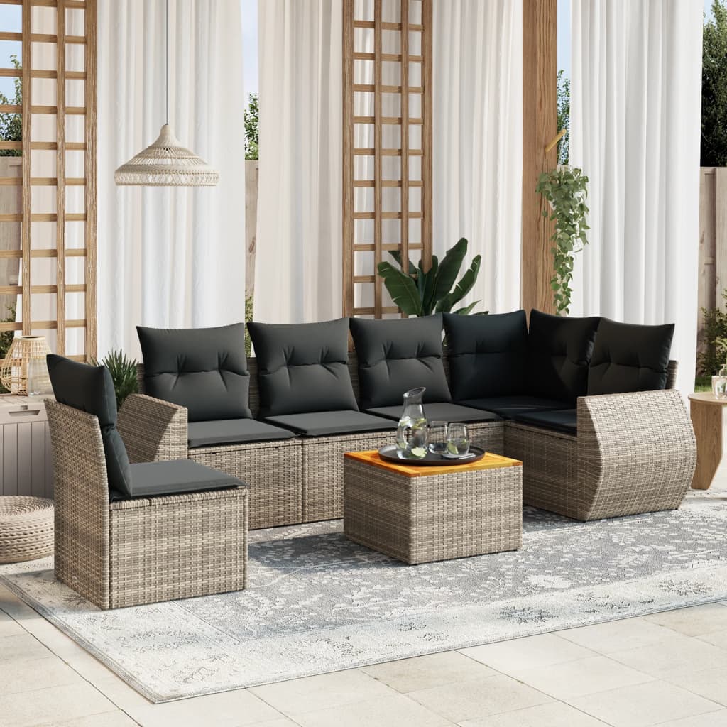 7-dijelni set vrtnih sofa sivi od poliratana