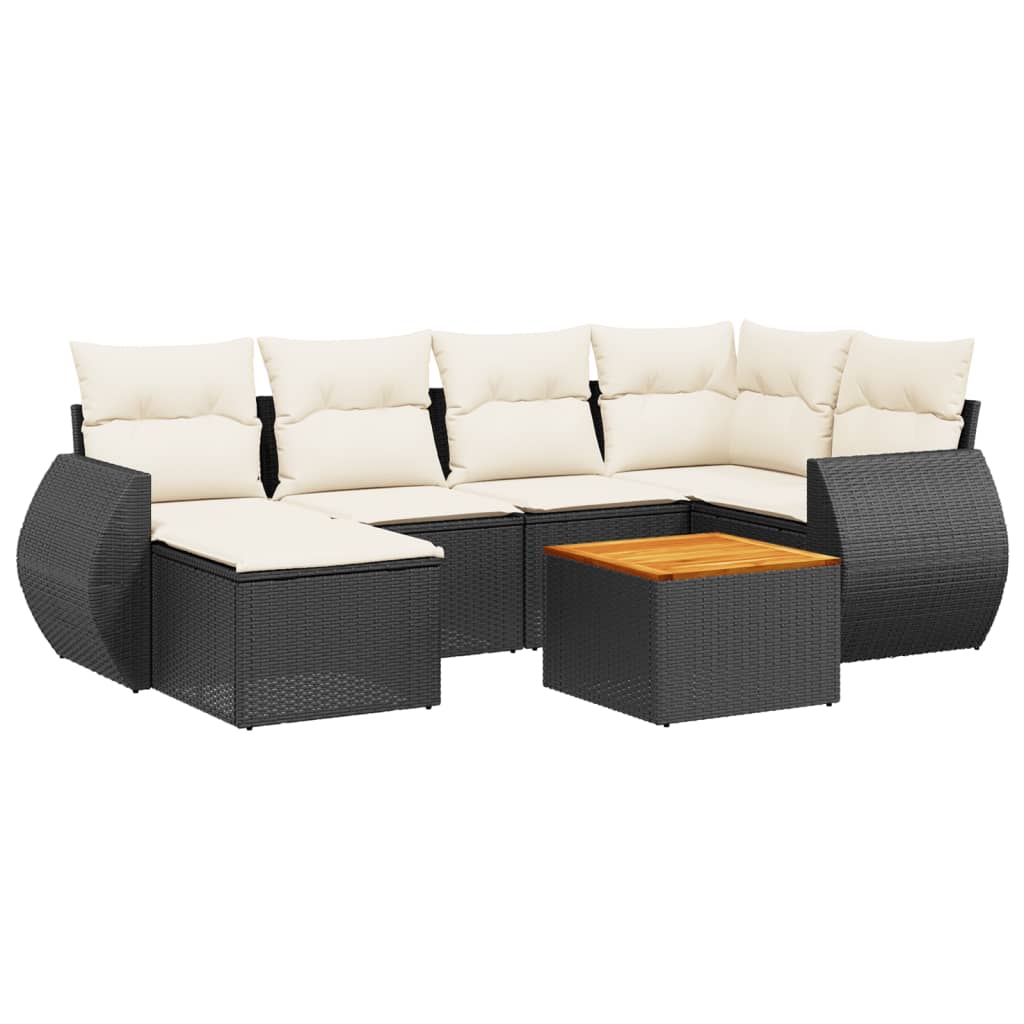 7-dijelni set vrtnih sofa od poliratana s jastucima crni