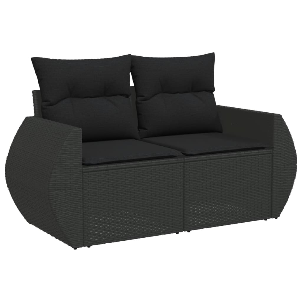 8-dijelni set vrtnih sofa od poliratana s jastucima crni