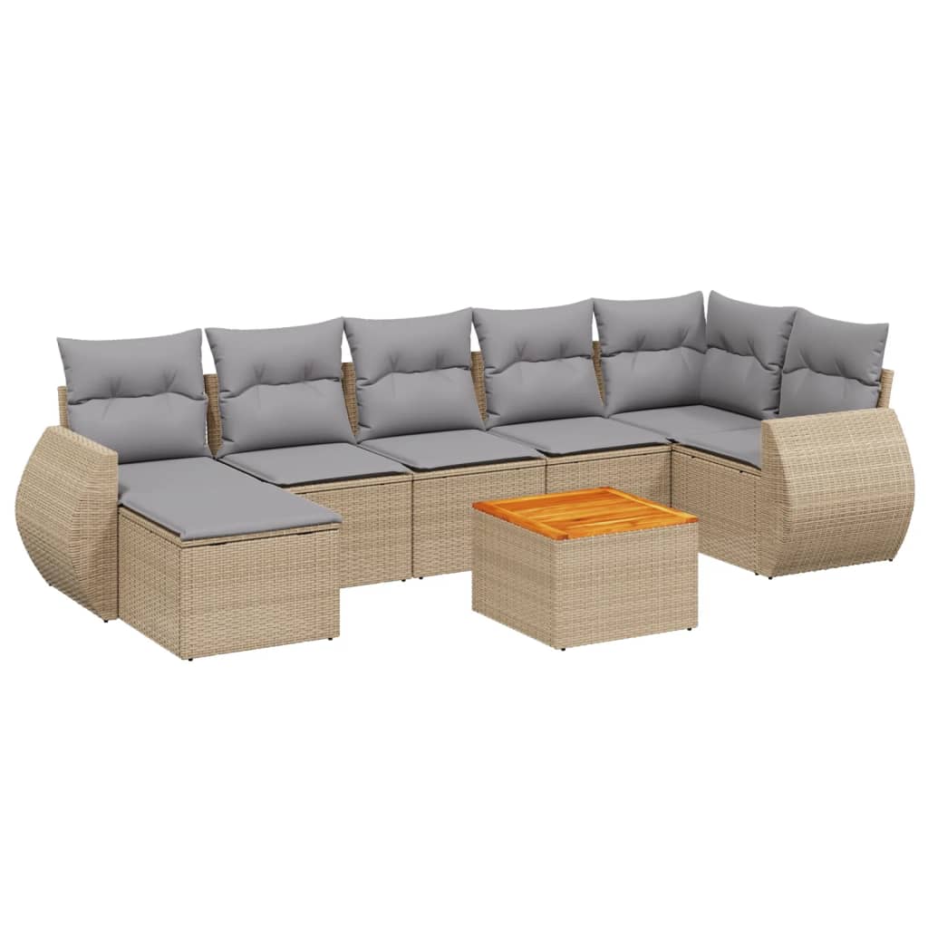 8-dijelni set vrtnih sofa od poliratana s jastucima bež
