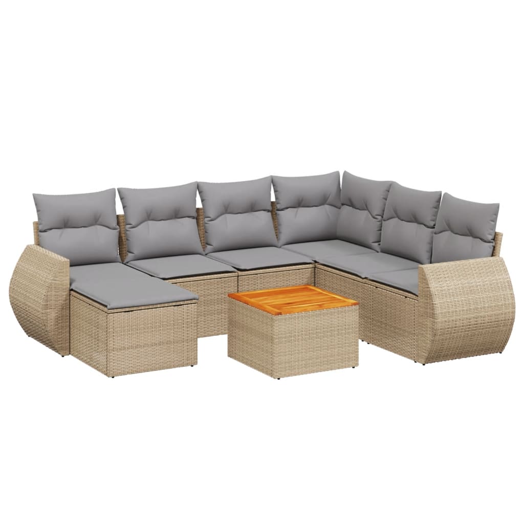 8-dijelni set vrtnih sofa od poliratana s jastucima bež