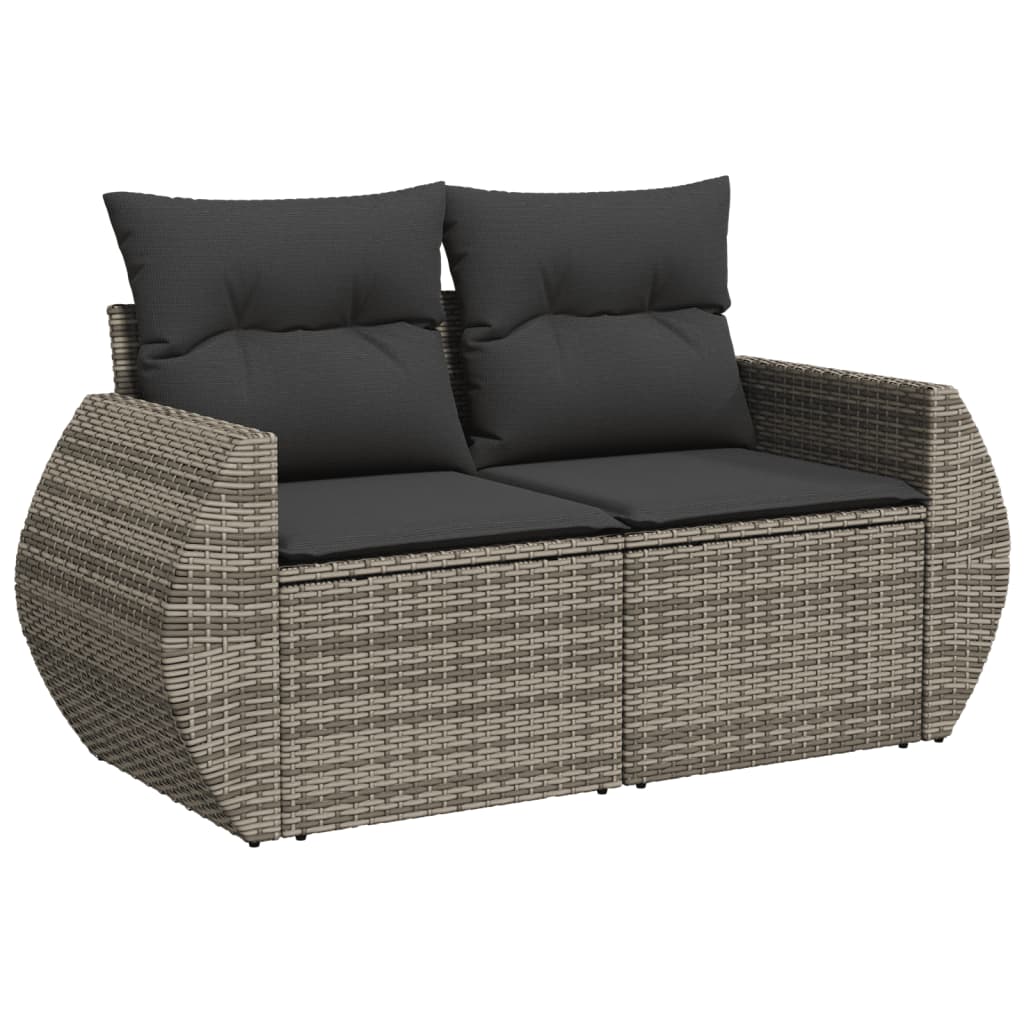 10-dijelni set vrtnih sofa od poliratana s jastucima sivi