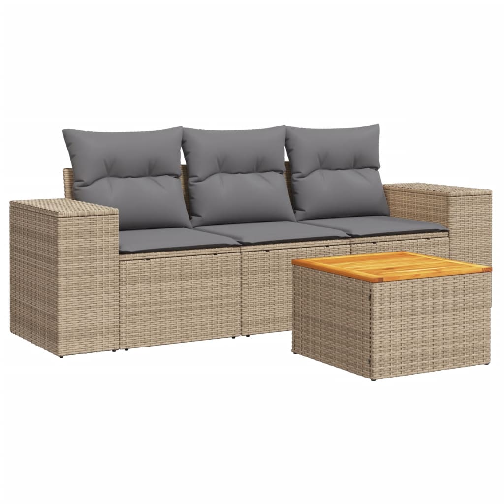 4-dijelni set vrtnih sofa s jastucima bež od poliratana