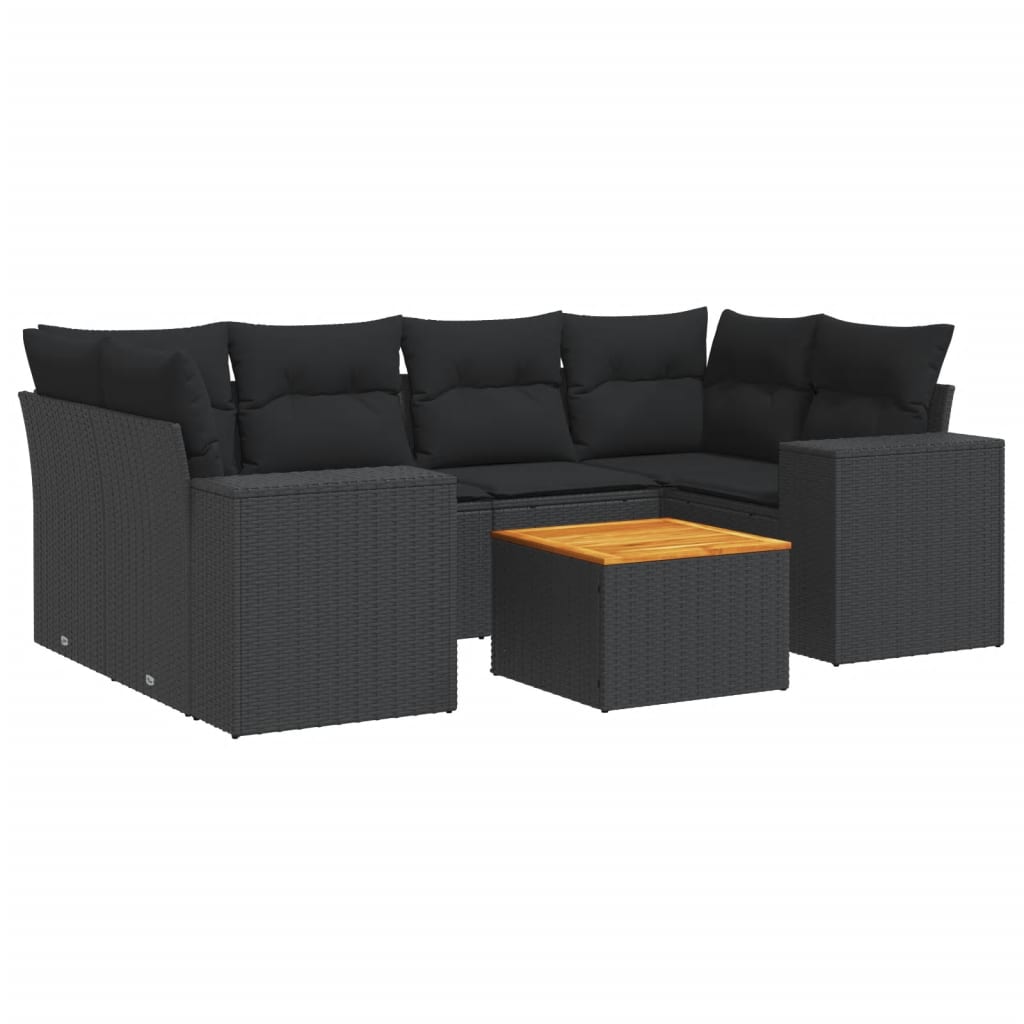 7-dijelni set vrtnih sofa od poliratana s jastucima crni