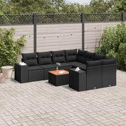 9-dijelni set vrtnih sofa s jastucima crni od poliratana