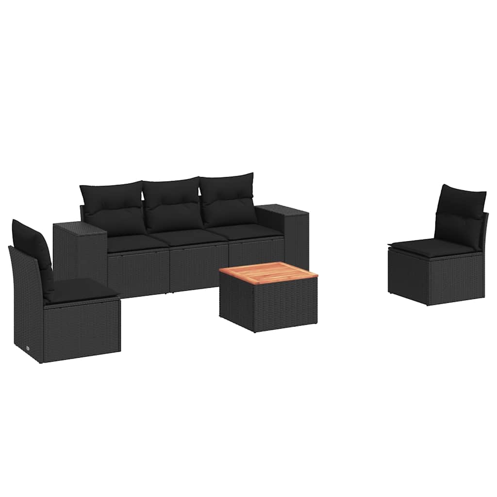 6-dijelni set vrtnih sofa s jastucima crni od poliratana