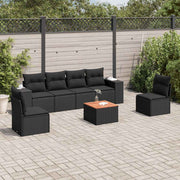 7-dijelni set vrtnih sofa od poliratana s jastucima crni