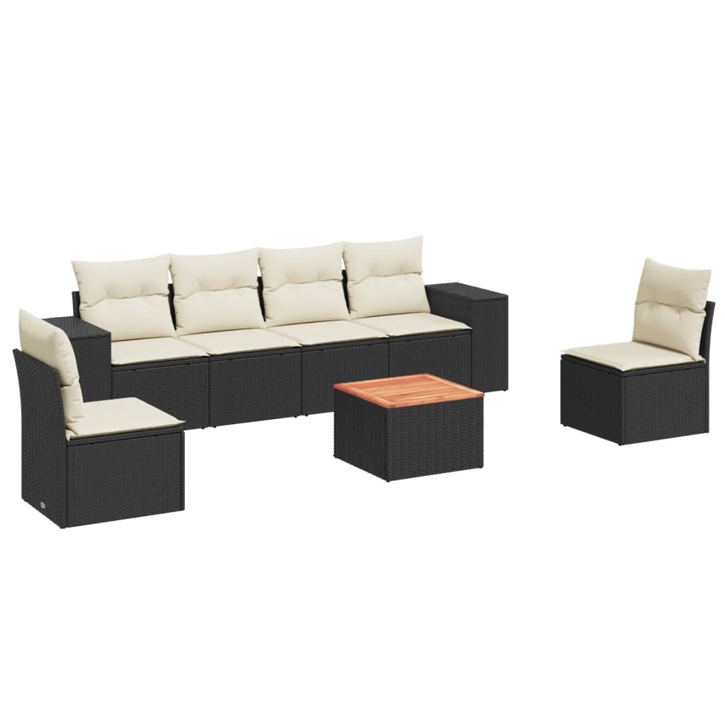 7-dijelni set vrtnih sofa od poliratana s jastucima crni
