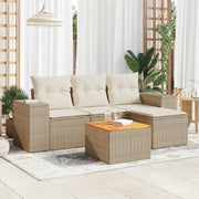 5-dijelni vrtni set sofa s jastucima bež od poliratana