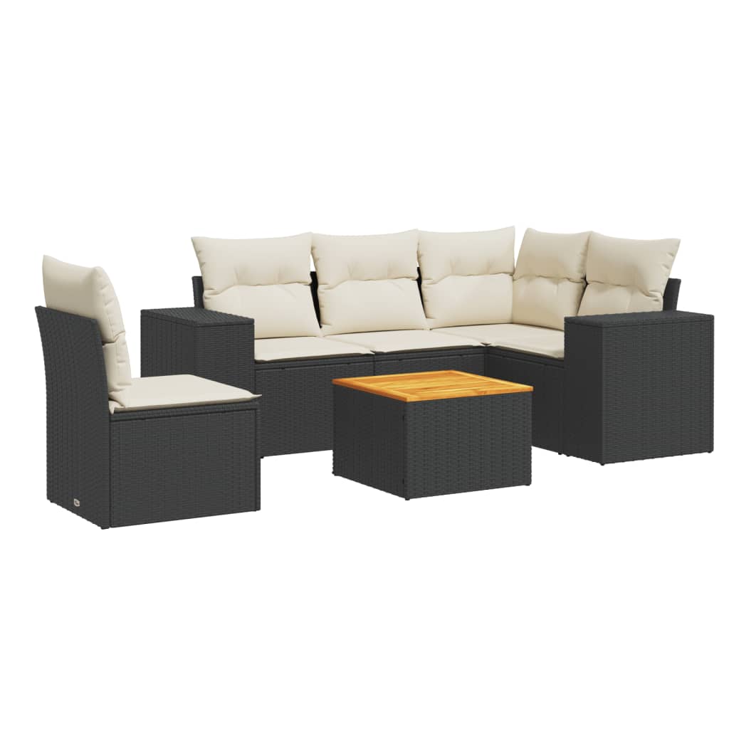 6-dijelni set vrtnih sofa s jastucima crni od poliratana