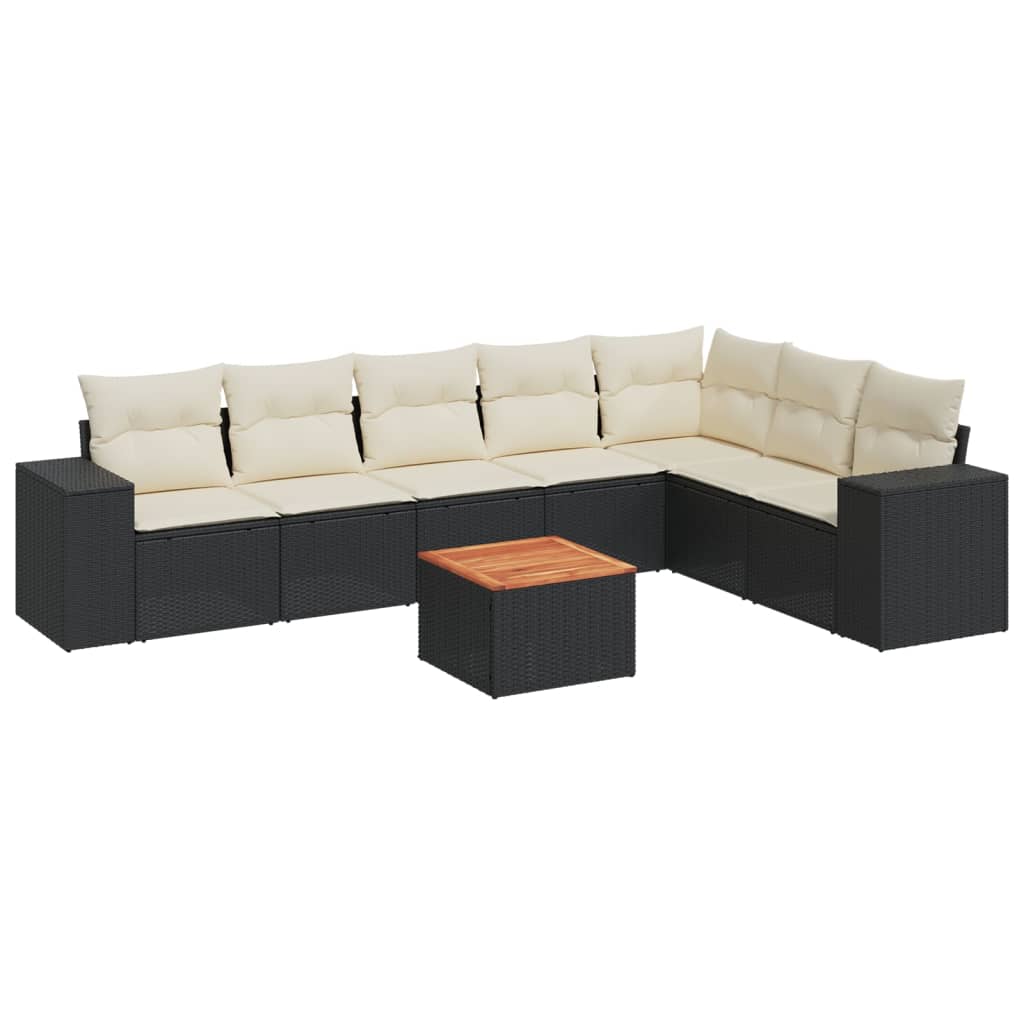 8-dijelni set vrtnih sofa od poliratana s jastucima crni