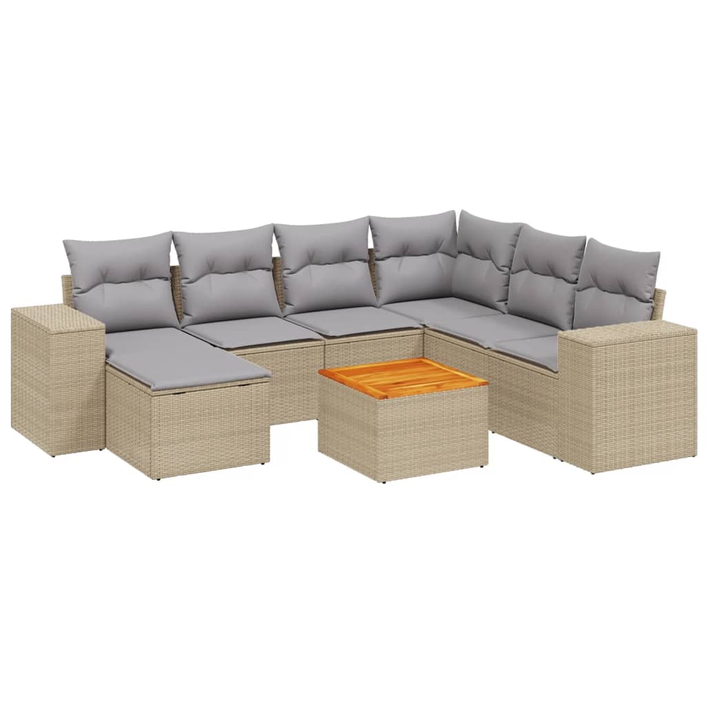 8-dijelni set vrtnih sofa od poliratana s jastucima bež