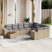 10-dijelni set vrtnih sofa s jastucima bež od poliratana 83 x 62 x 69 cm