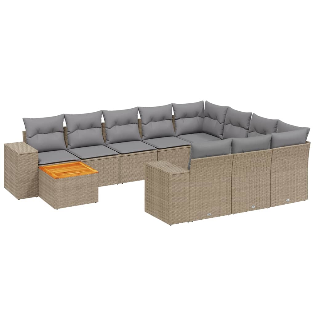 11-dijelni set vrtnih sofa od poliratana s jastucima bež