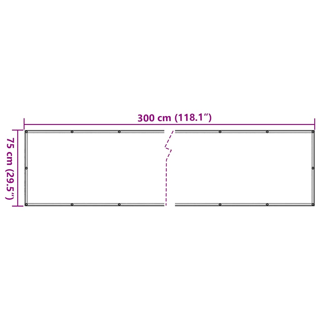 Balkonski zaslon za privatnost antracit 300 x 75 cm PVC