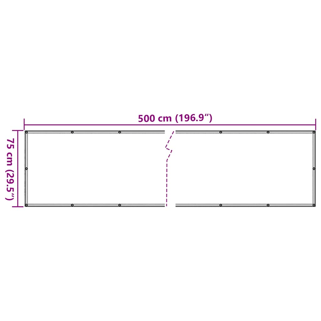 Balkonski zaslon za privatnost antracit 500 x 75 cm PVC
