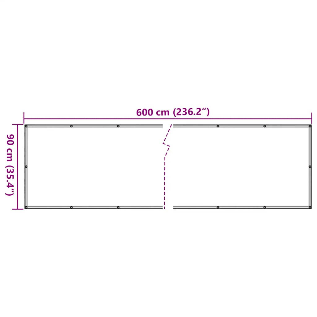 Balkonski zaslon za privatnost sivi 600 x 90 cm PVC