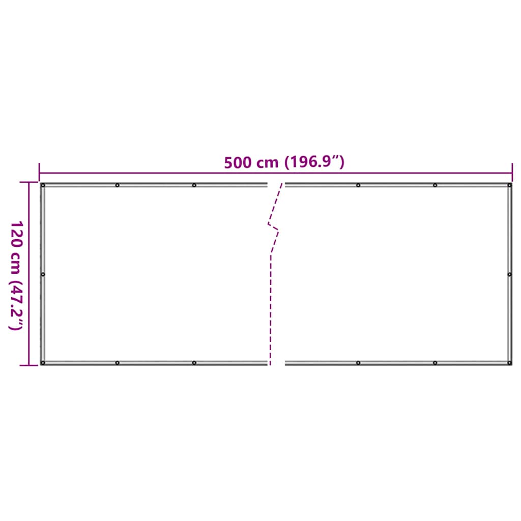 Balkonski zaslon za privatnost sivi 500 x 120 cm PVC