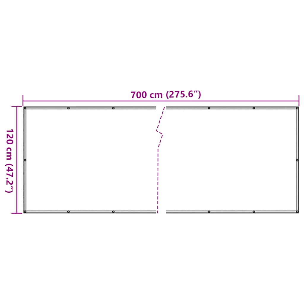 Balkonski zaslon za privatnost krem 700 x 120 cm PVC