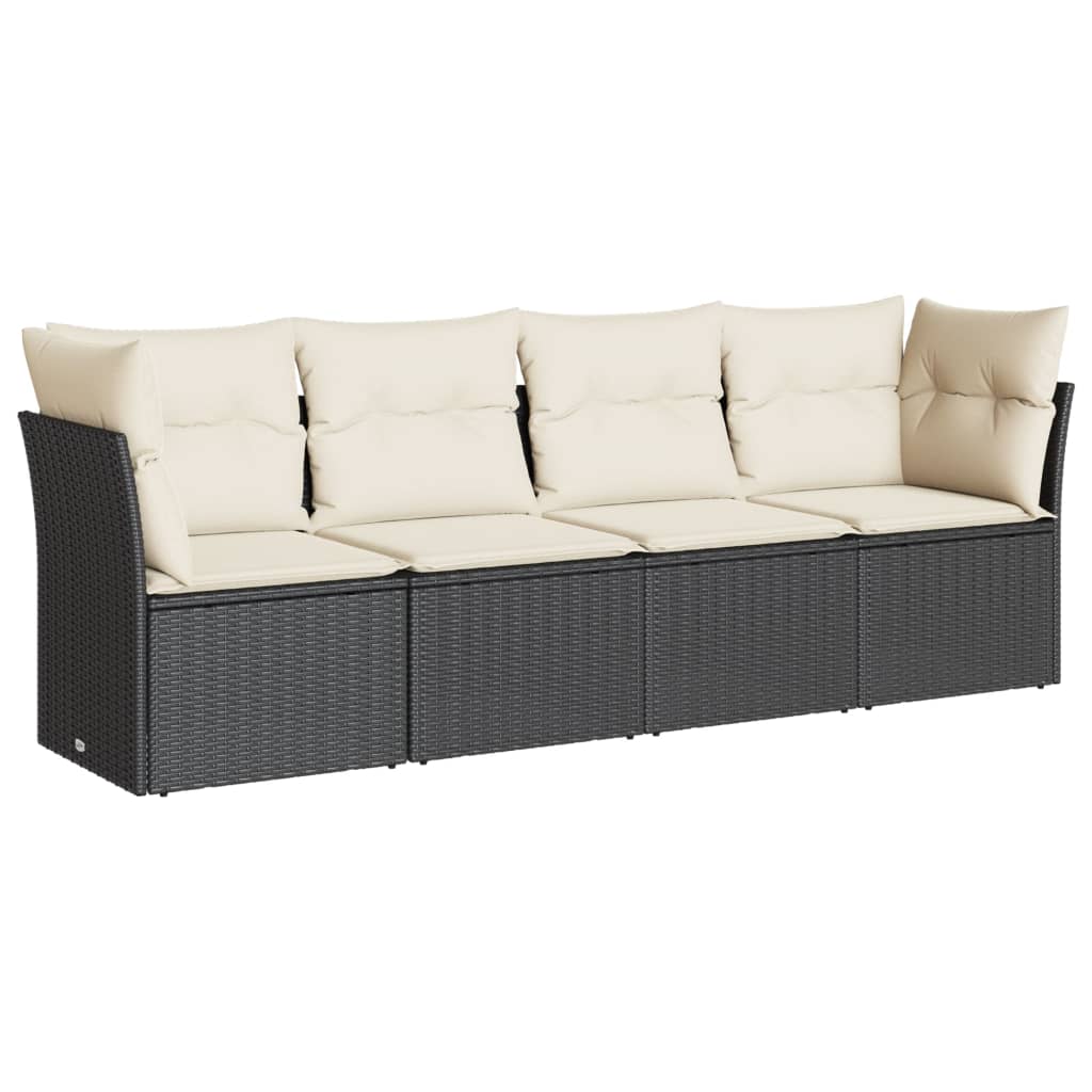 4-dijelni set vrtnih sofa od poliratana s jastucima crni