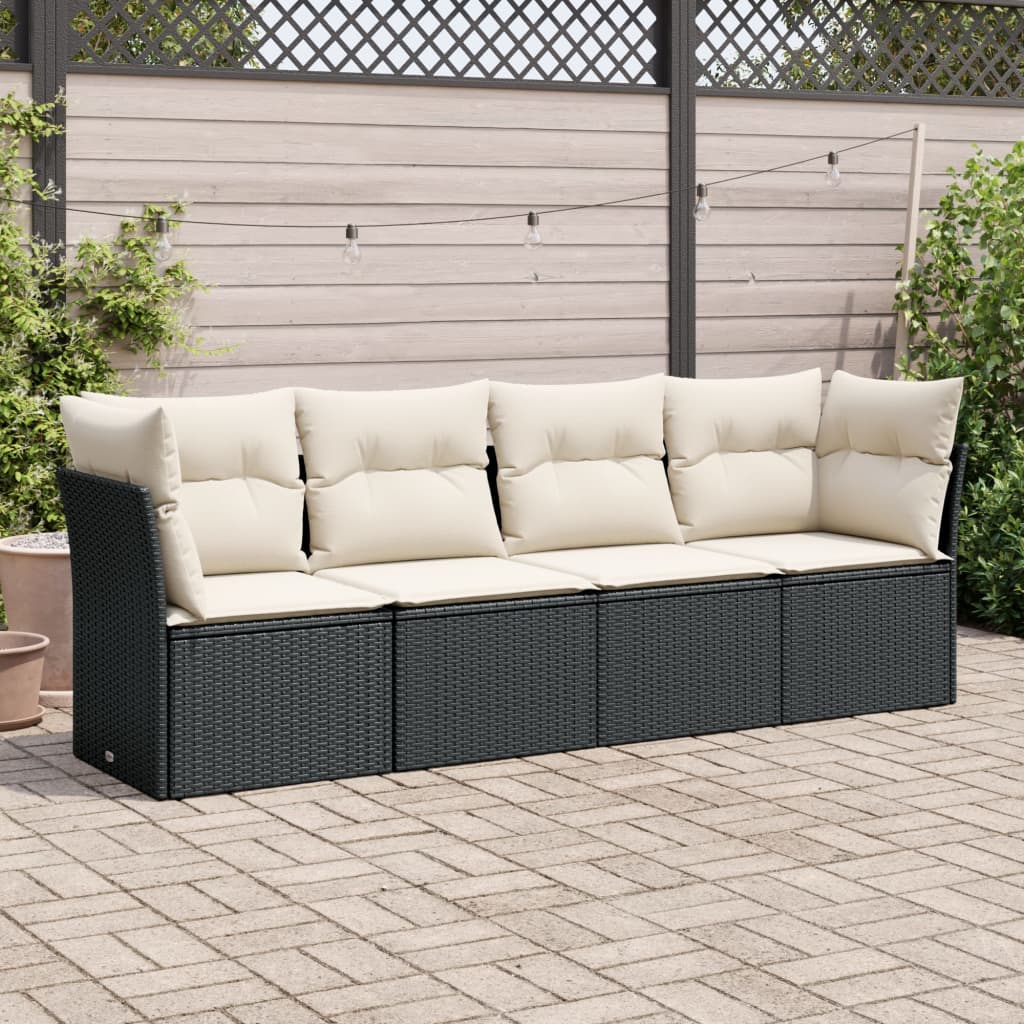 4-dijelni set vrtnih sofa od poliratana s jastucima crni