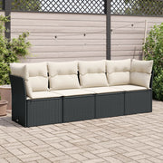 4-dijelni set vrtnih sofa od poliratana s jastucima crni