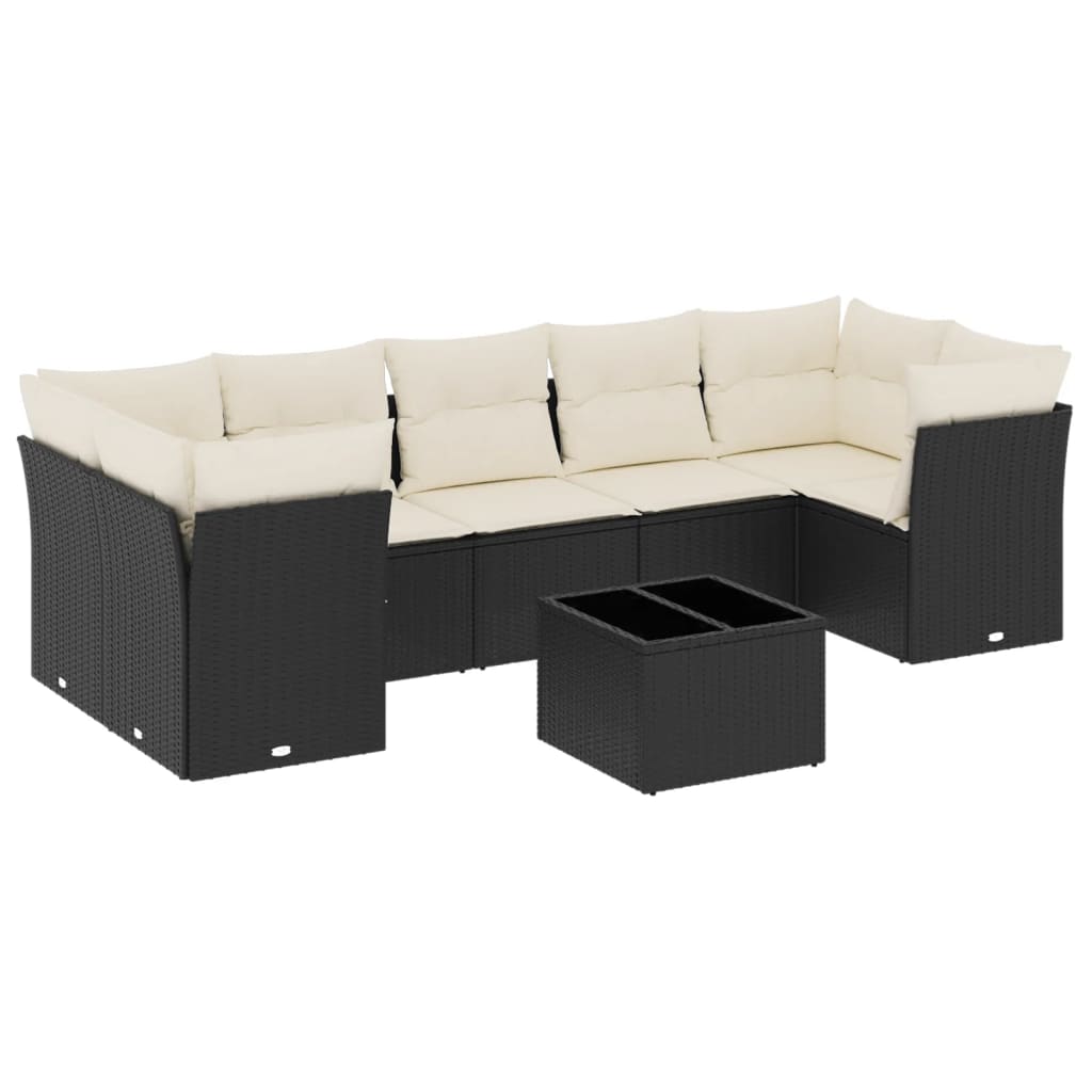 8-dijelni set vrtnih sofa od poliratana s jastucima crni