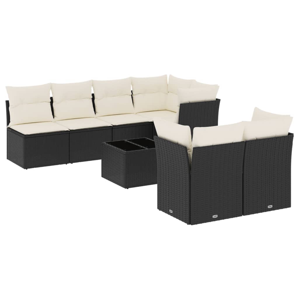 8-dijelni set vrtnih sofa od poliratana s jastucima crni