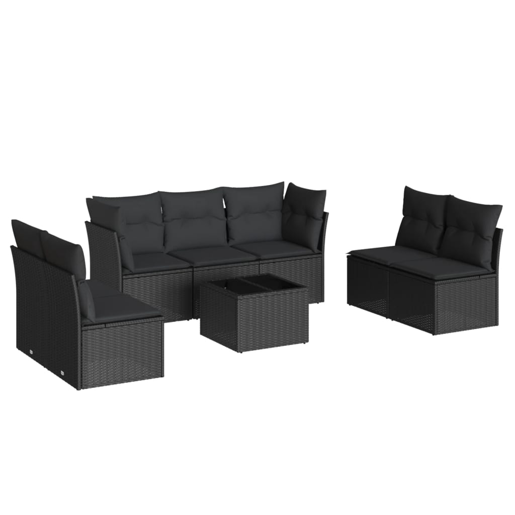 8-dijelni set vrtnih sofa od poliratana s jastucima crni