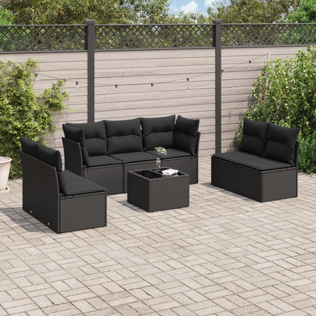 8-dijelni set vrtnih sofa od poliratana s jastucima crni