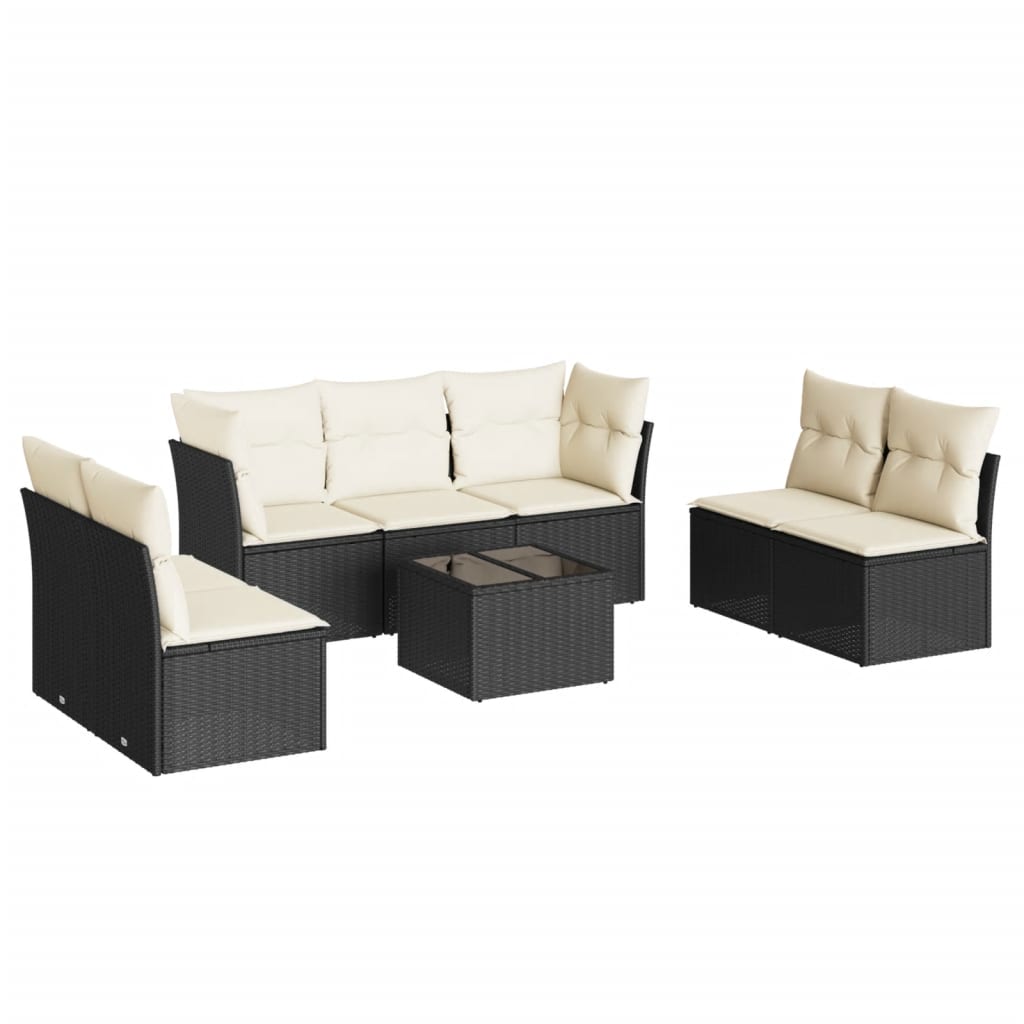 8-dijelni set vrtnih sofa od poliratana s jastucima crni