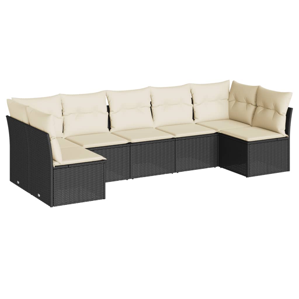 7-dijelni set vrtnih sofa od poliratana s jastucima crni