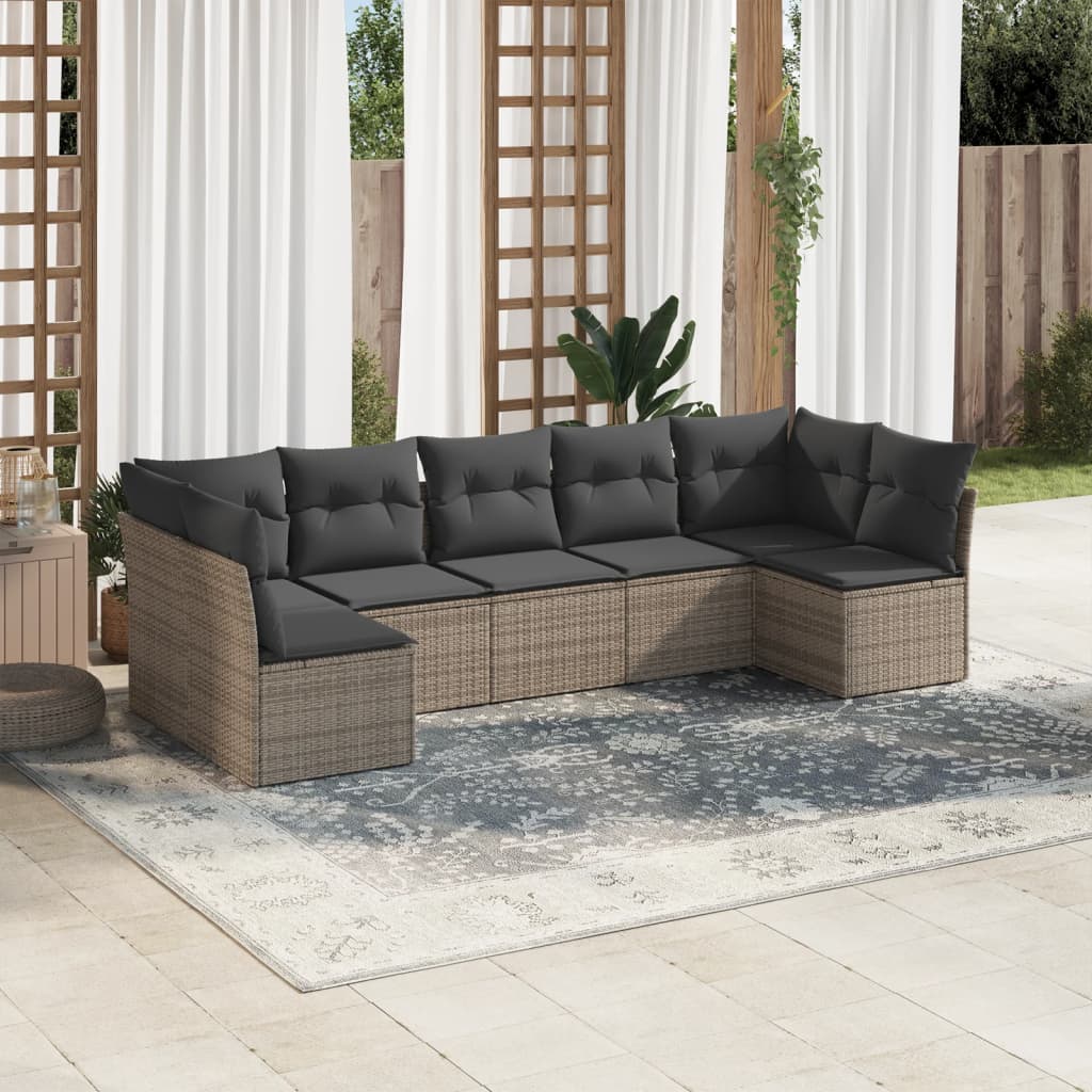 7-dijelni set vrtnih sofa sivi od poliratana