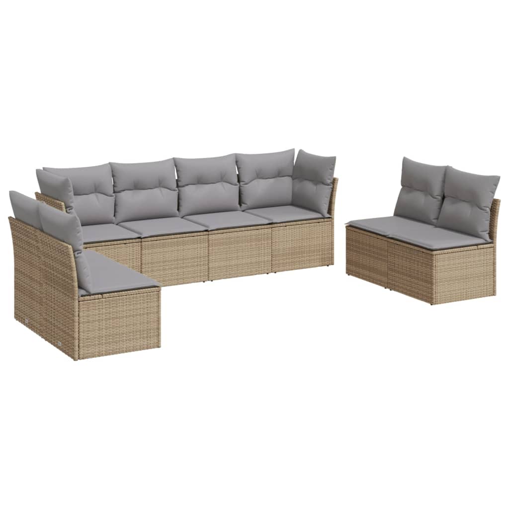 8-dijelni set vrtnih sofa od poliratana s jastucima bež