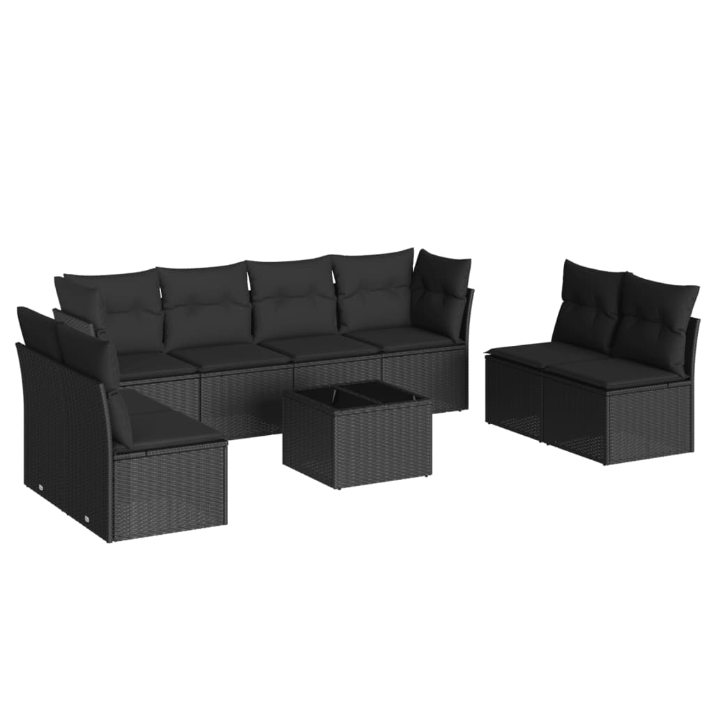 9-dijelni set vrtnih sofa s jastucima crni od poliratana