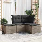 4-dijelni set vrtnih sofa od poliratana s jastucima sivi