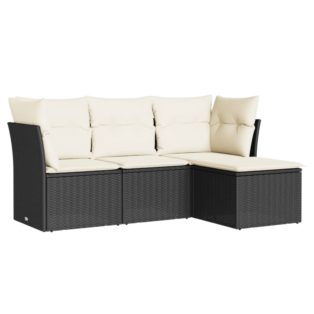4-dijelni set vrtnih sofa od poliratana s jastucima crni