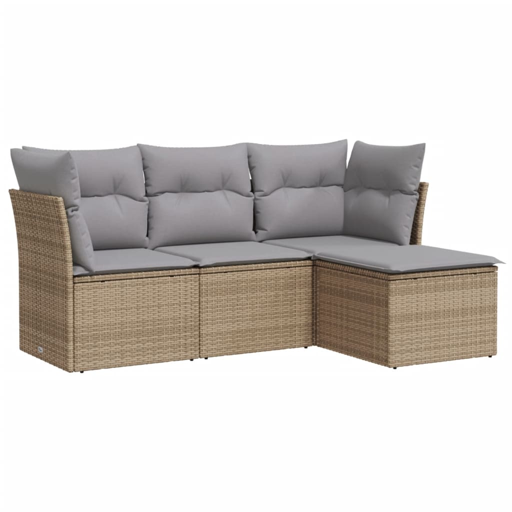 4-dijelni set vrtnih sofa s jastucima bež od poliratana