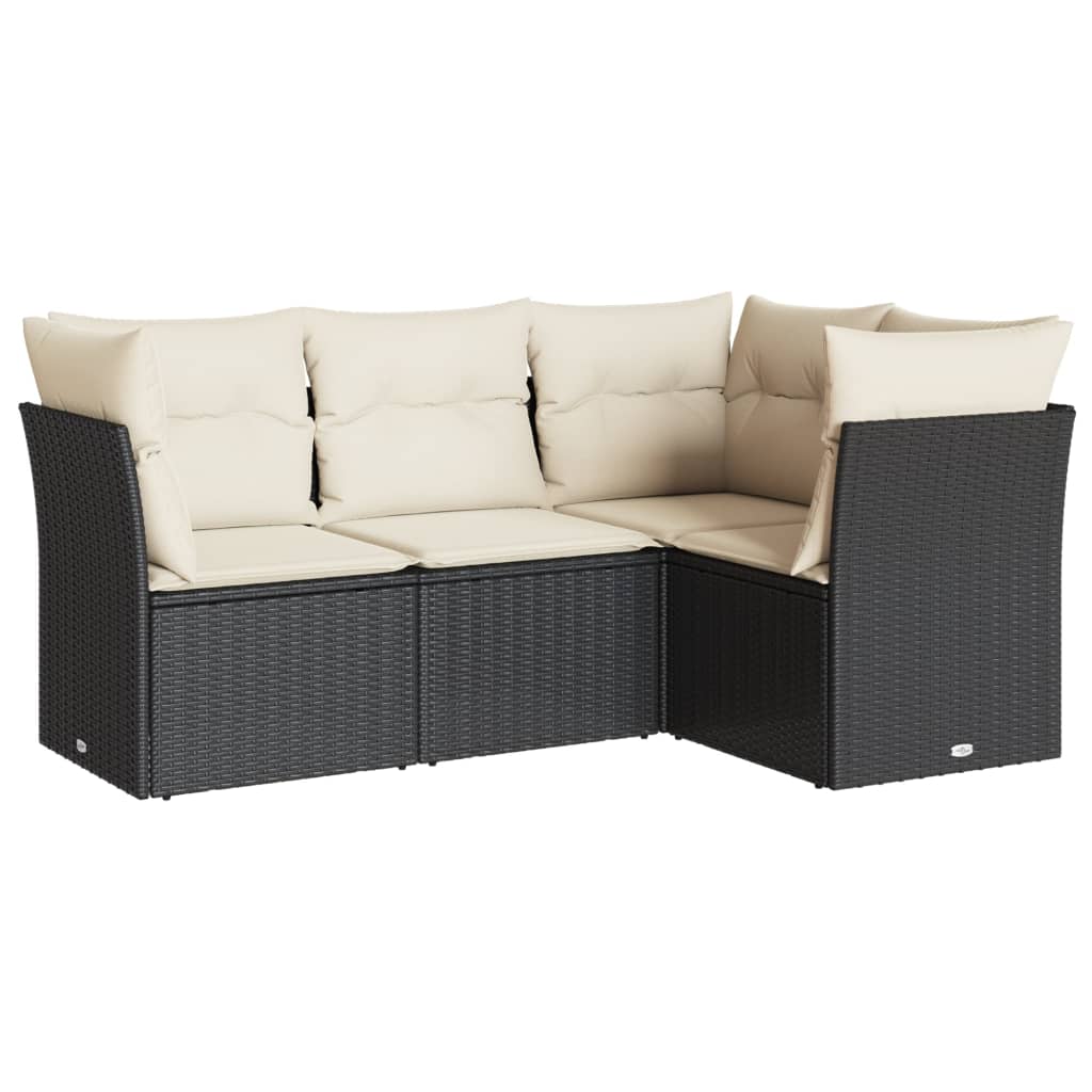 4-dijelni set vrtnih sofa od poliratana s jastucima crni