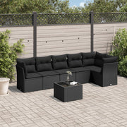 7-dijelni set vrtnih sofa od poliratana s jastucima crni