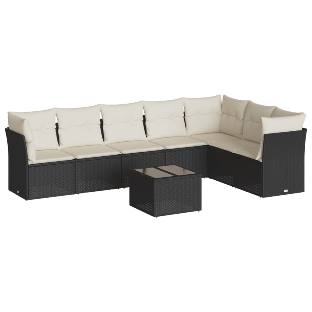 8-dijelni set vrtnih sofa od poliratana s jastucima crni