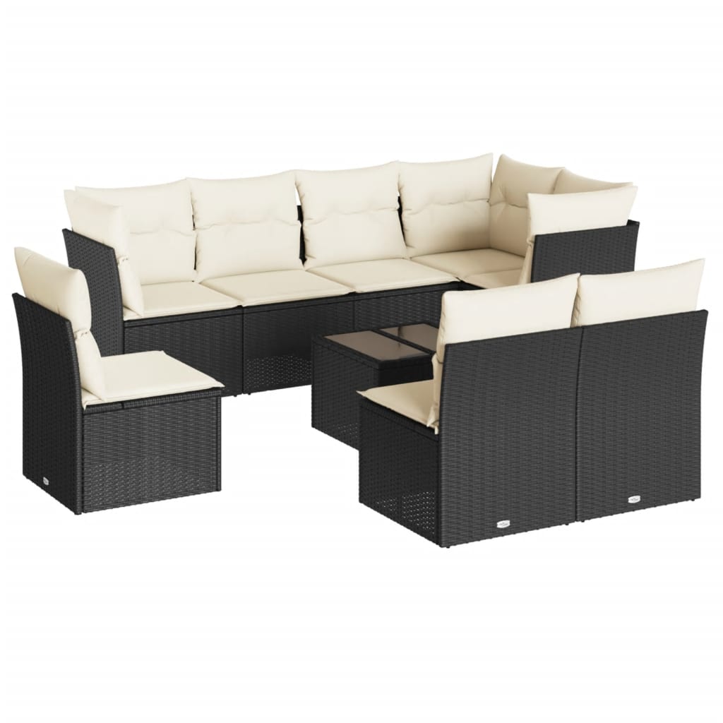 9-dijelni set vrtnih sofa s jastucima crni od poliratana