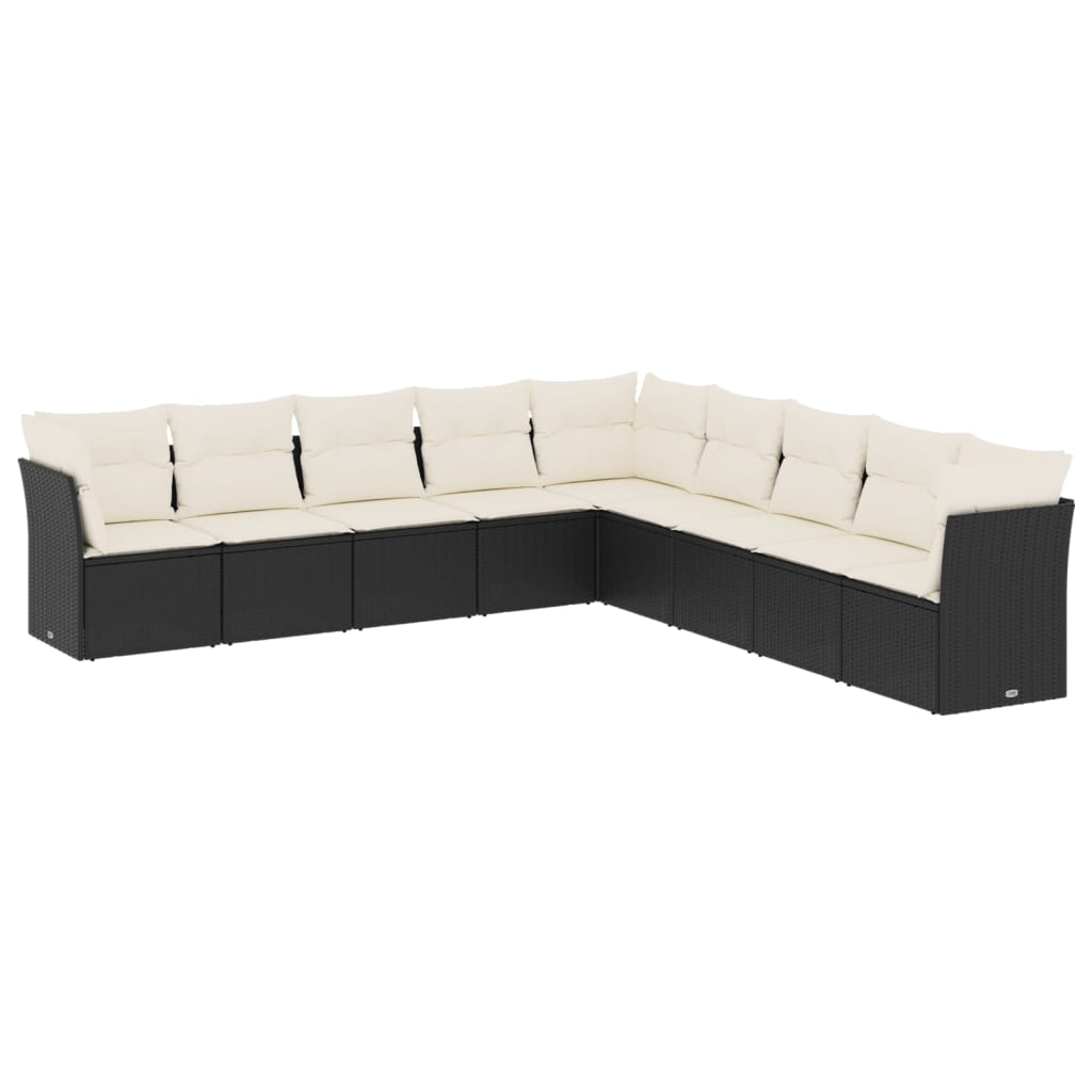 9-dijelni set vrtnih sofa s jastucima crni od poliratana